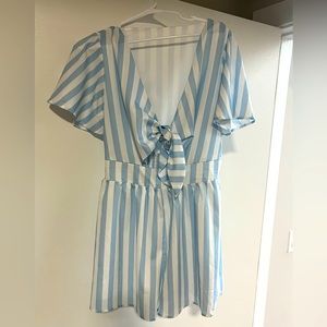 Blue and white romper - worn once - size large